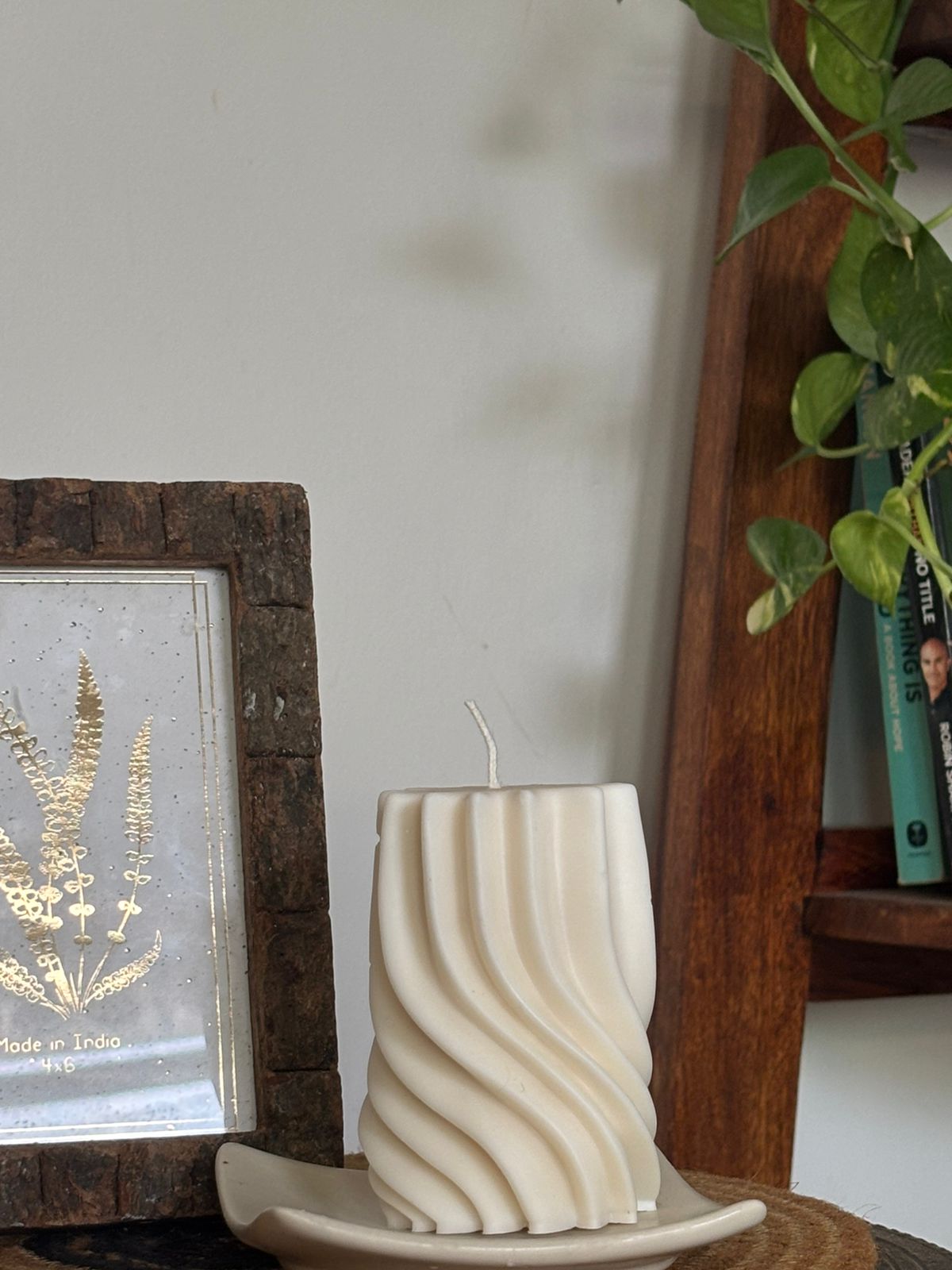 White candle in decor